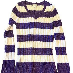 Children’s Place 1989 Striped Long Sleeve V-neck Pullover 10/12 Large - Like New